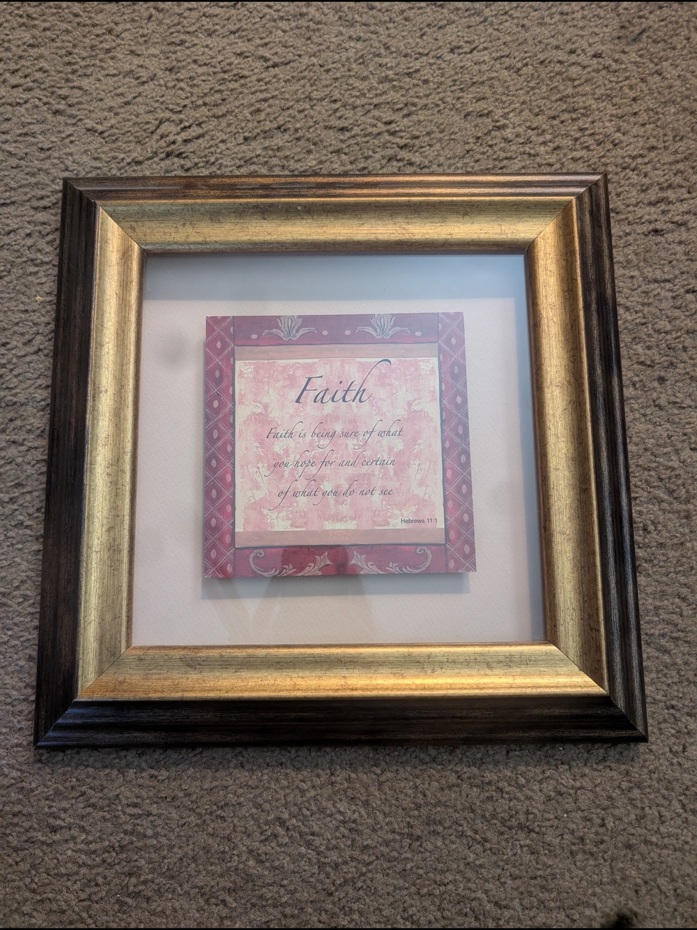 Faith Wall Art in Pink and Gold Frame - Home Accent